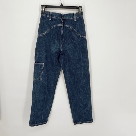 Brandy Melville J. Galt Dark Wash High Waisted Painter Carpenter Mom Jeans Sz S - Picture 4 of 9